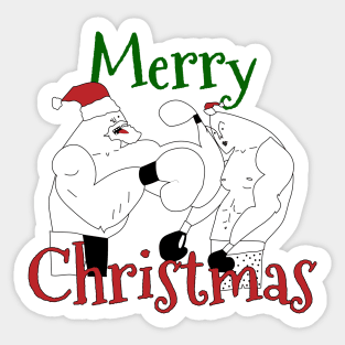 Santa Clause boxing while waitig for Christmas Sticker